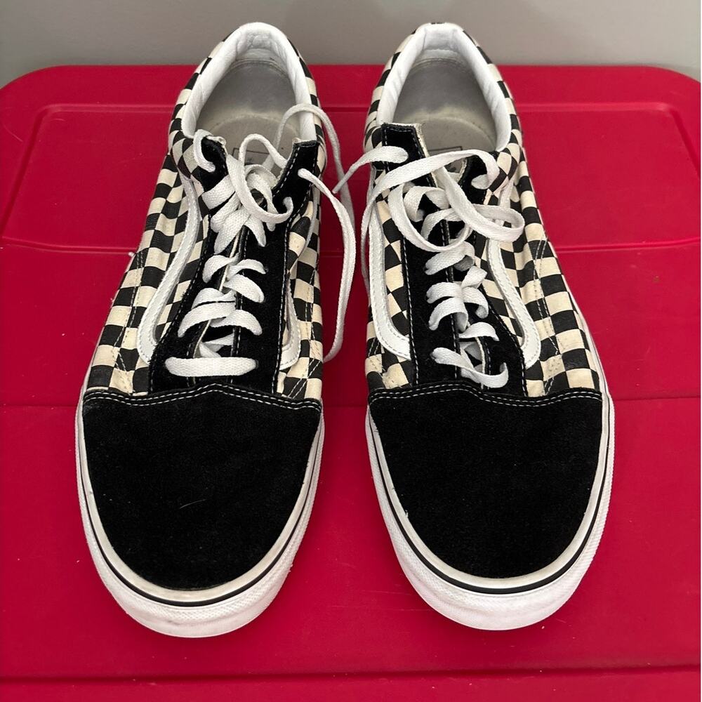 Vans Old Skool B&W Checkerboard Shoes Suede/Canvas  Men size 14.0